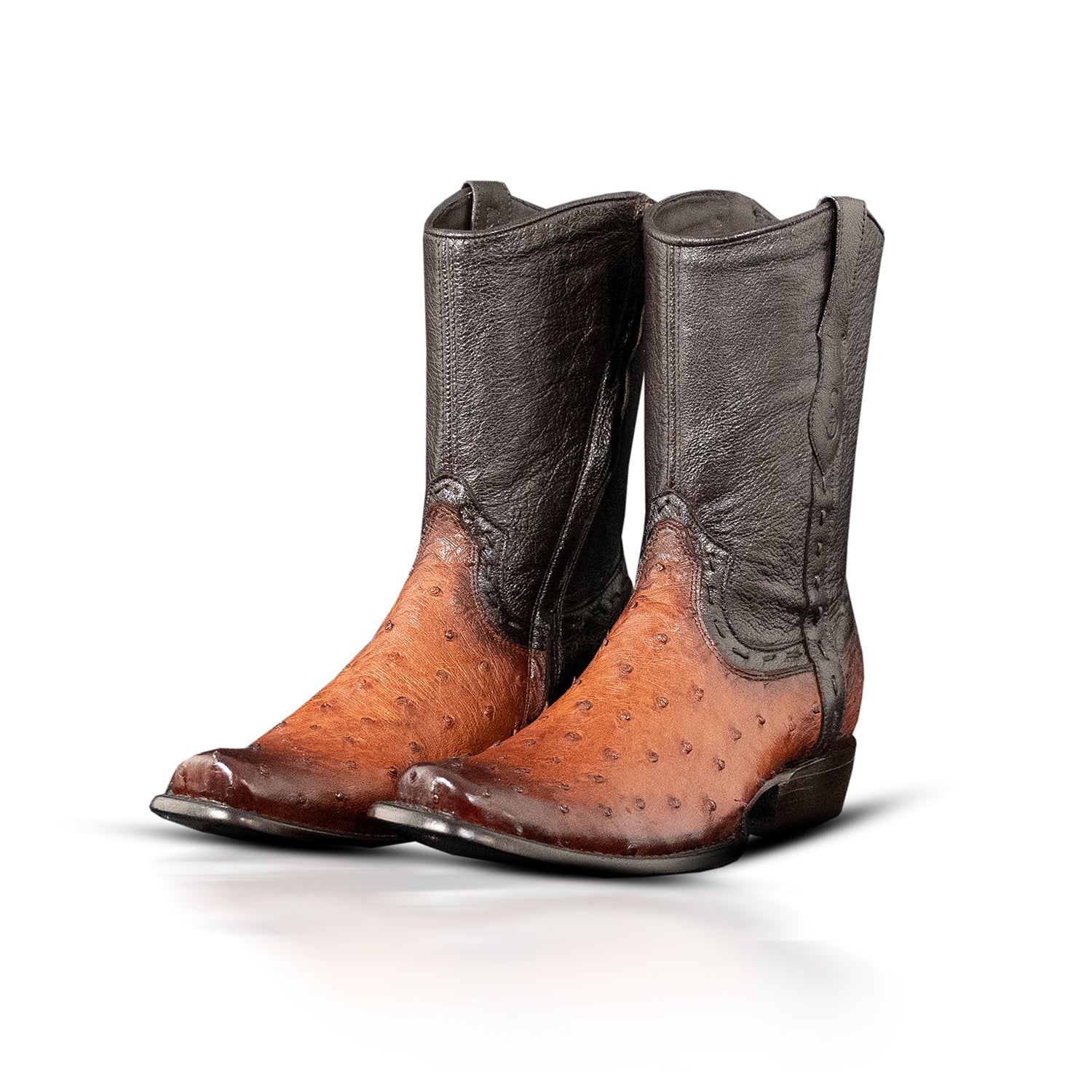 The Uptown | Brown Ostrich Zip Boot