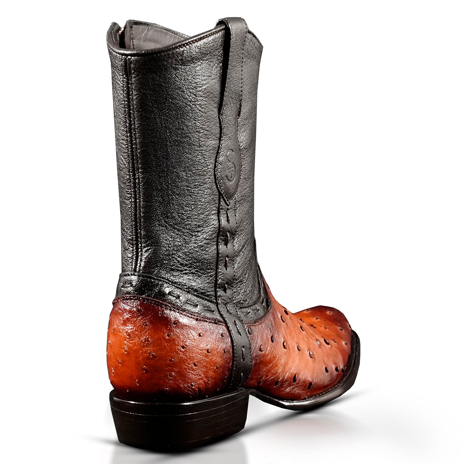 The Uptown | Brown Ostrich Zip Boot