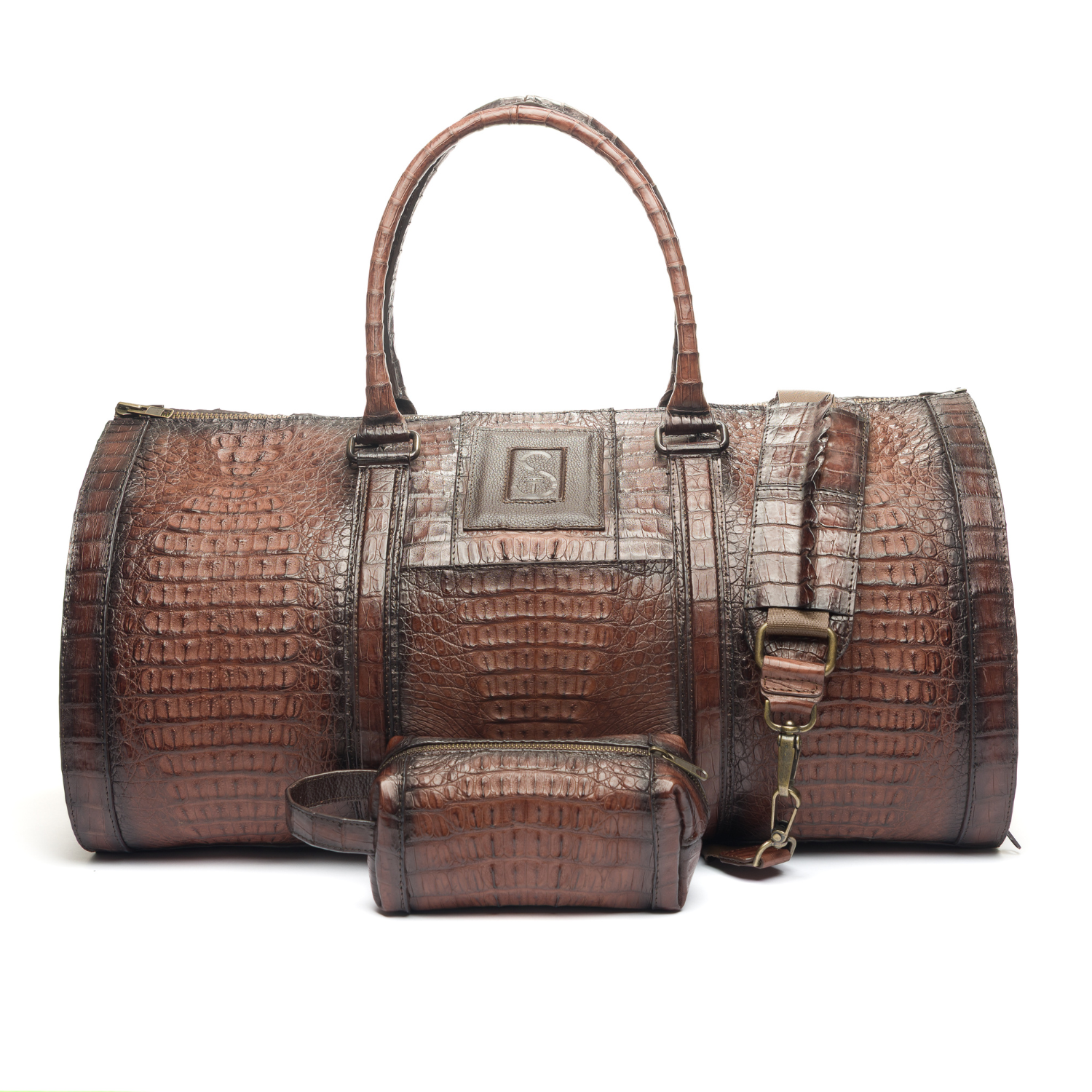 The Ranchero | Two-Tone Brown Caiman Duffle Bag